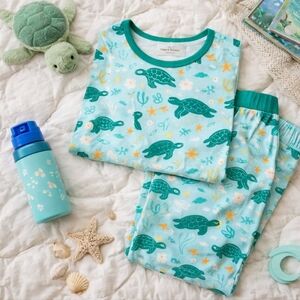 Little Sleepies Sea Turtle Friends Bamboo PJ Set Lunaluxe Size 9/10 NWOT